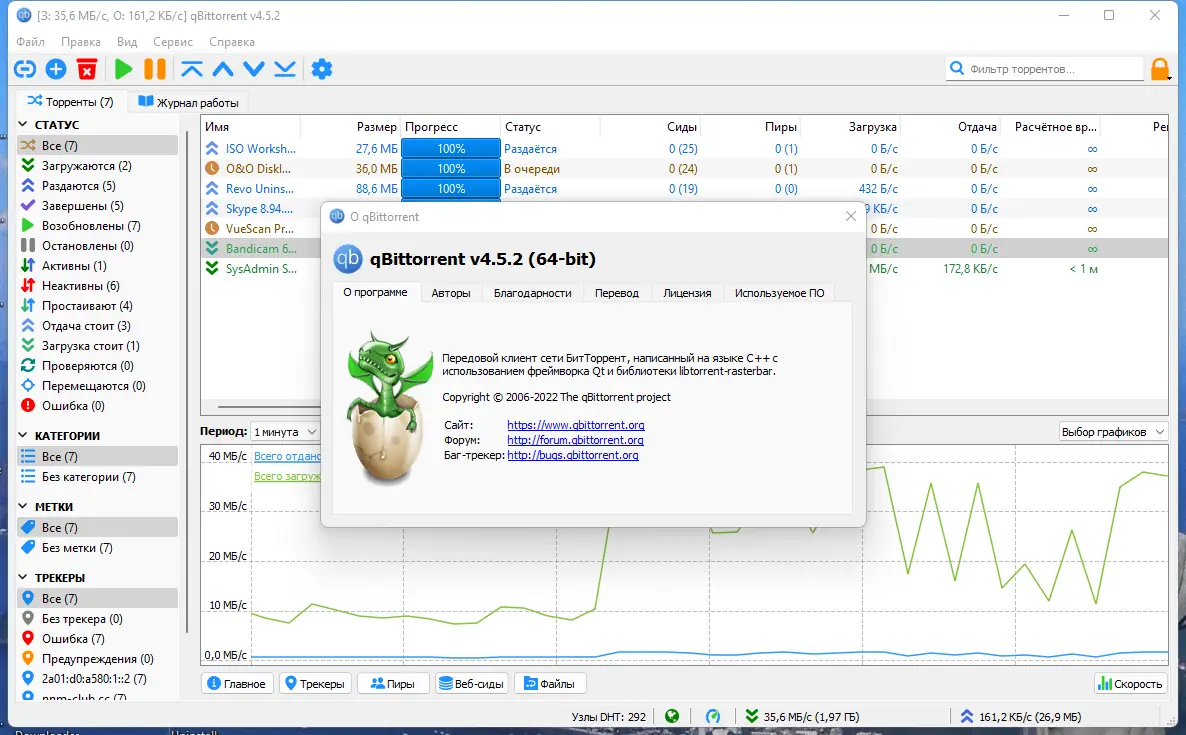 Установка qBittorrent 4.5.2 (x64) RePack (& Portable) by Dodakaedr [Multi Ru]