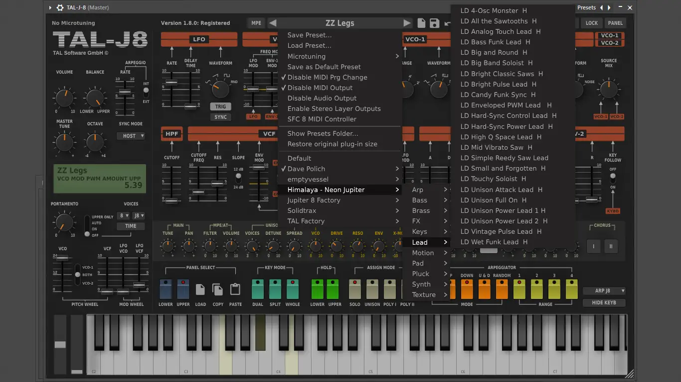 Установка Togu Audio Line - TAL-J-8 1.8.0 VSTi, VSTi 3, AAX, CLAP (x64) [En]