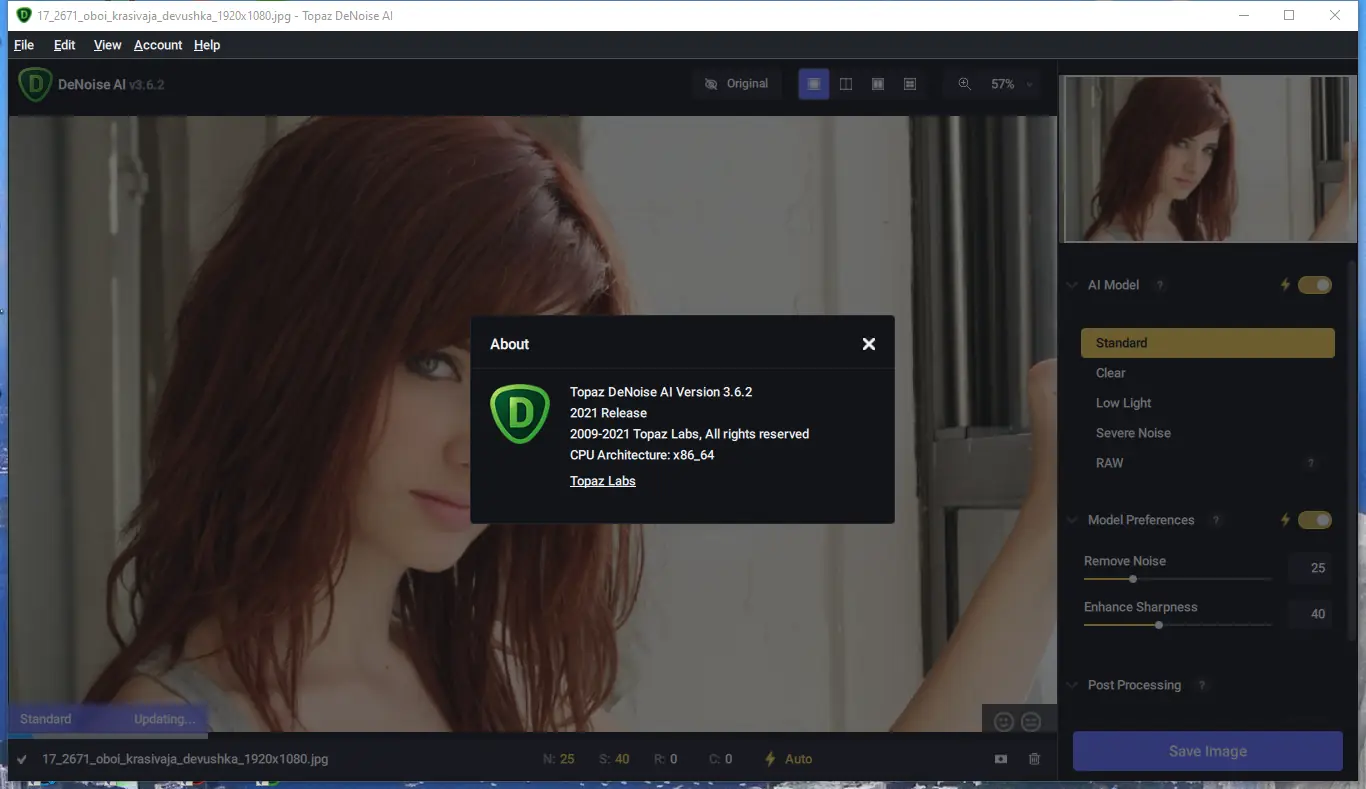 Установка Topaz DeNoise AI 3.6.2 RePack (& Portable) by TryRooM [En]