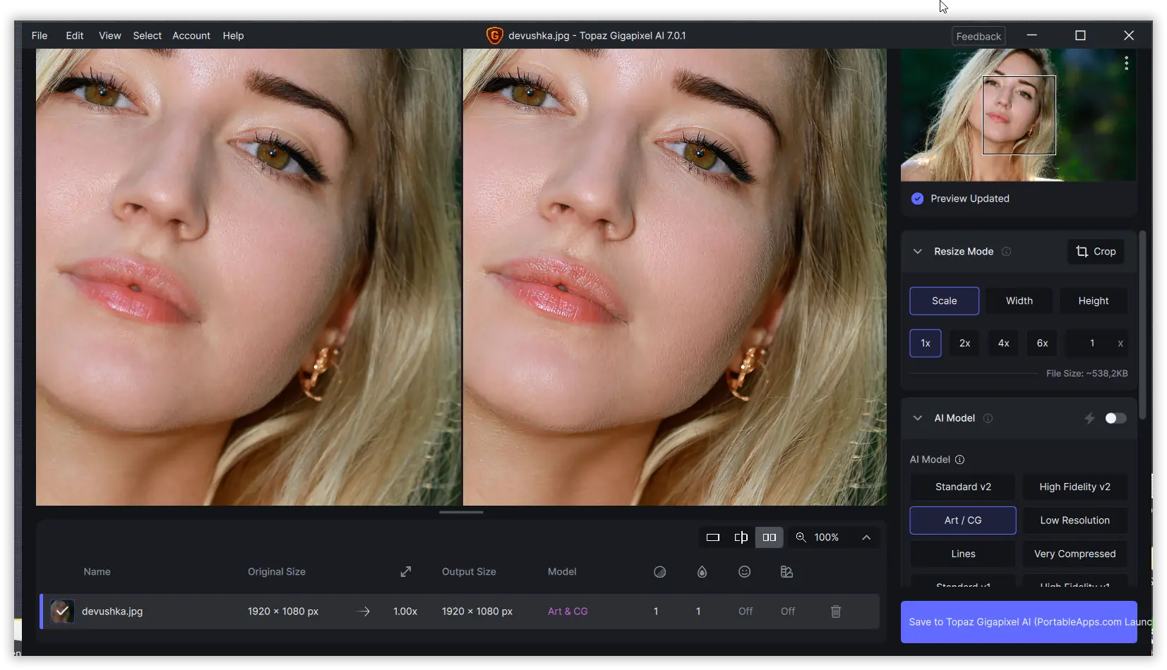 Установка Topaz Gigapixel AI 7.0.1 Portable by 7997 [En]