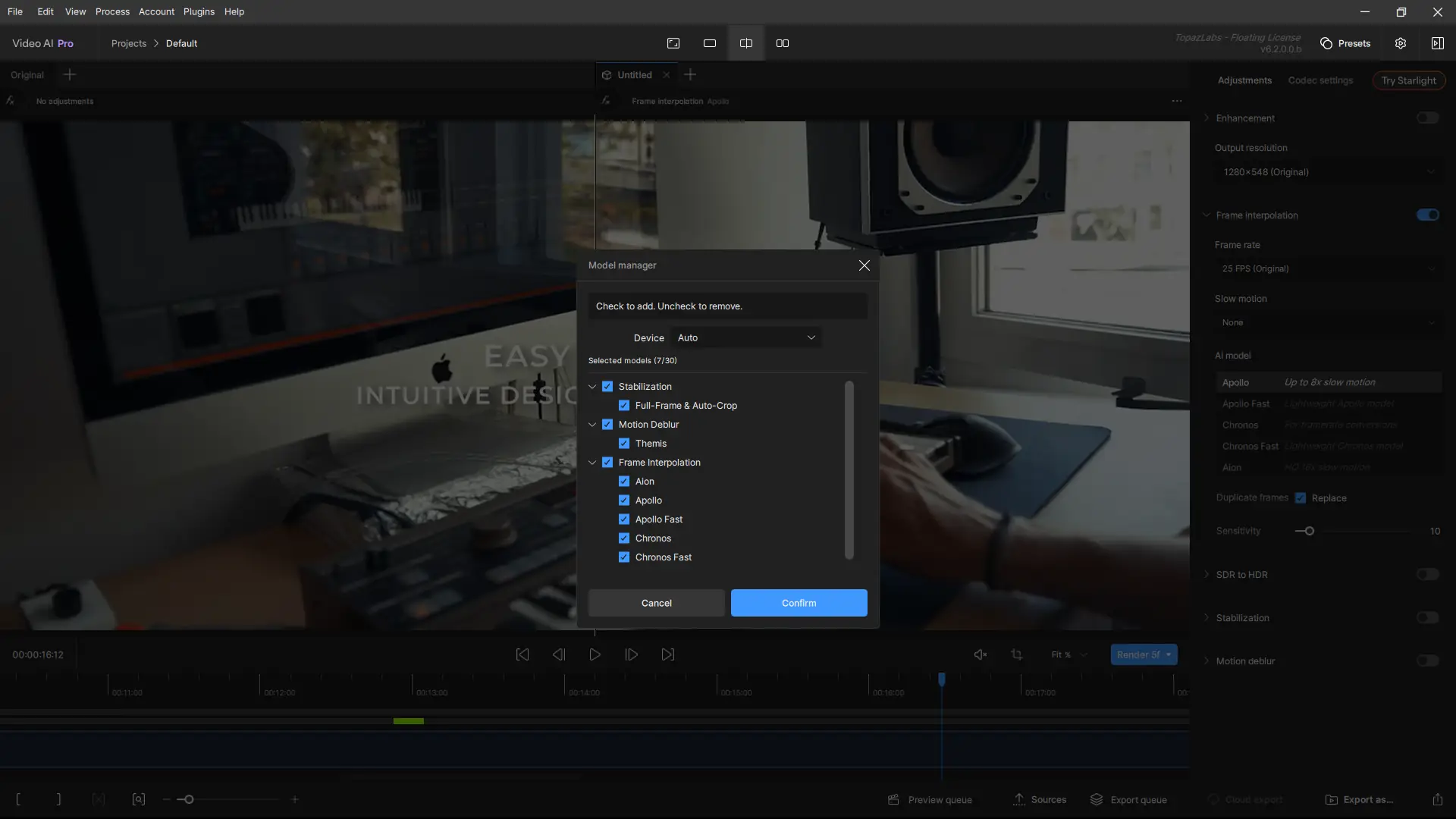 Установка Topaz Video AI Pro 6.2.0.0.b (x64) Beta [En]