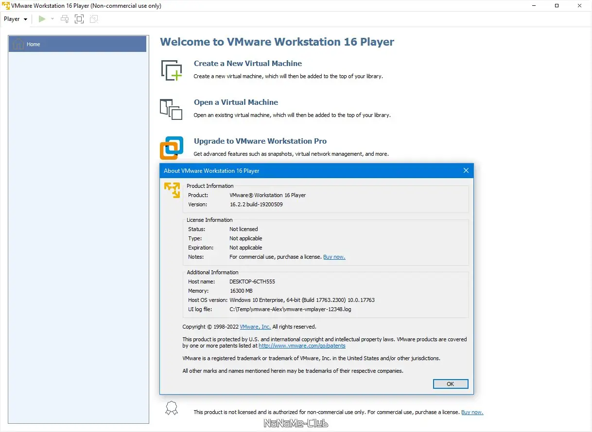 Установка VMware Workstation Player 16.2.2 build 19200509 Free [En]