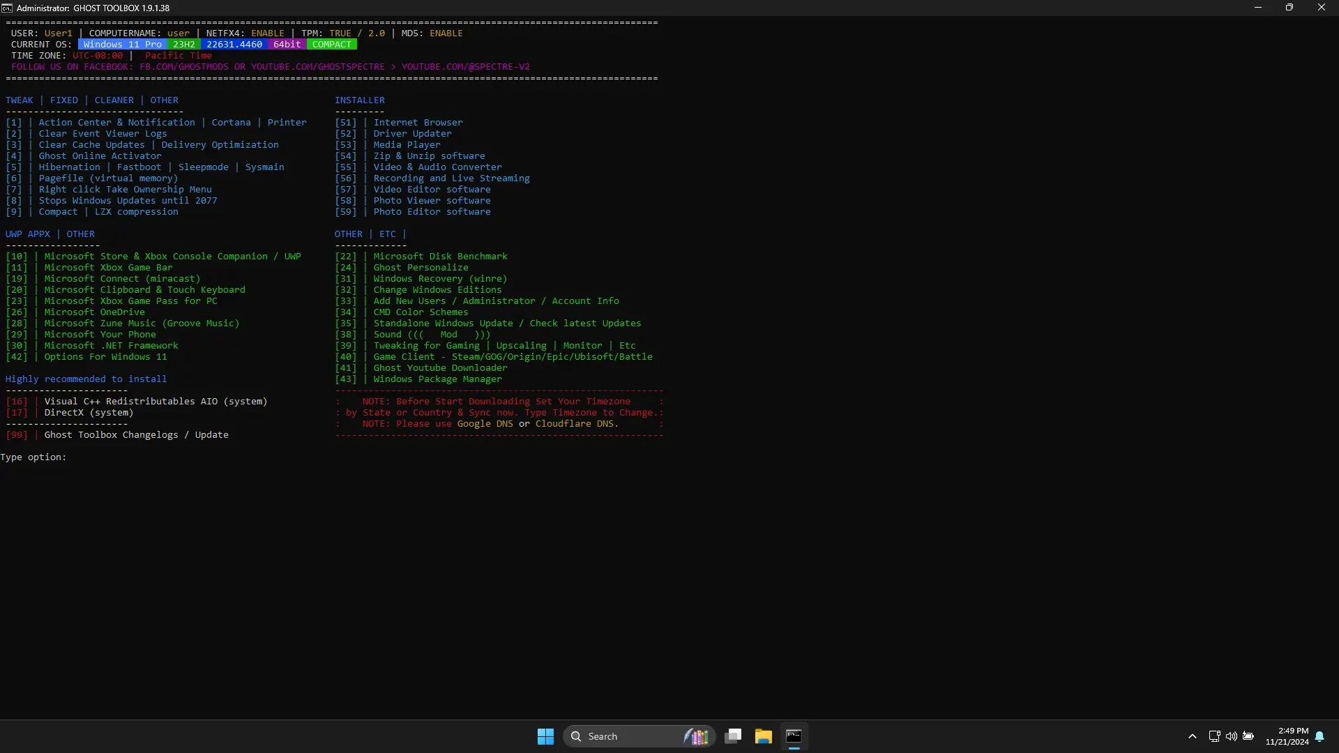 Установка Windows 11 PRO 23H2 22631.4460 Update 13 by Ghost Spectre [En]