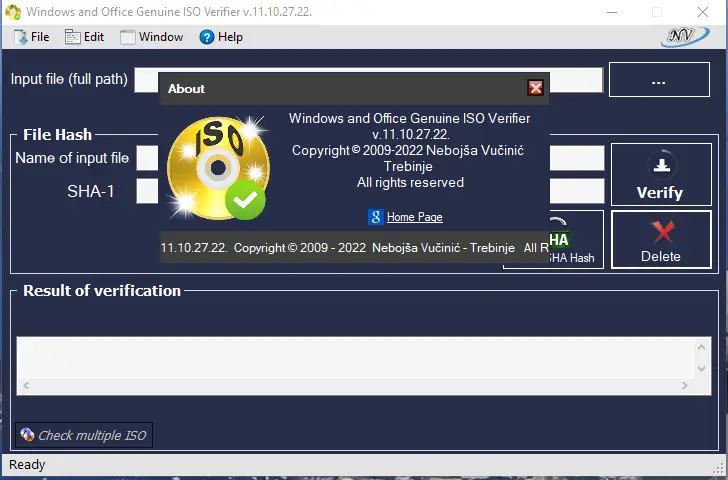 Установка Windows and Office Genuine ISO Verifier 11.10.27.22 Portable [En]