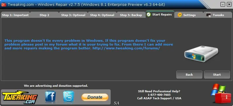 Установка Windows Repair (All In One) 2.7.5 + Portable (2014) Английский