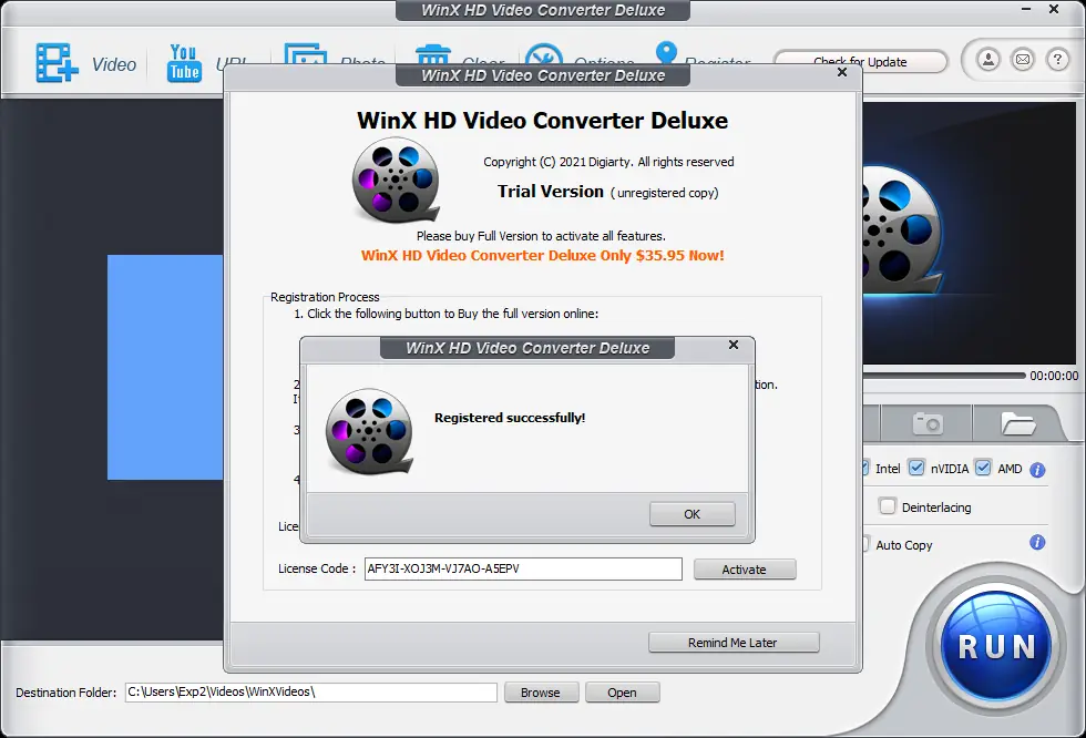 Установка WinX HD Video Converter Deluxe 5.16.8 [En] (акция Comss)