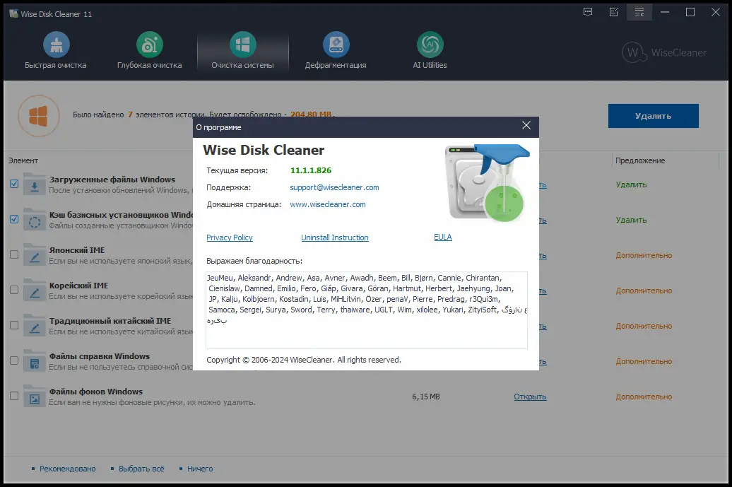 Установка Wise Disk Cleaner 11.1.1.826 + Portable [Multi Ru]