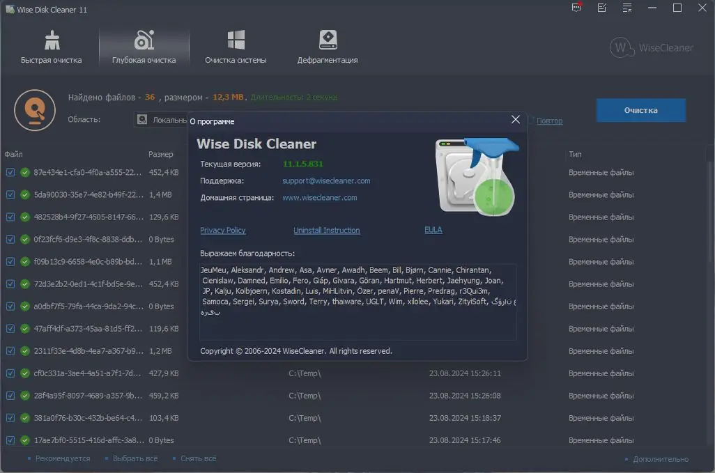 Установка Wise Disk Cleaner 11.1.5.831 + Portable [Multi Ru]