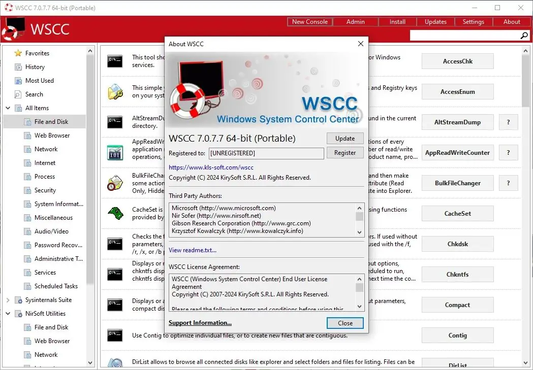 Установка WSCC (Windows System Control Center) 7.0.7.7 + Portable [En]