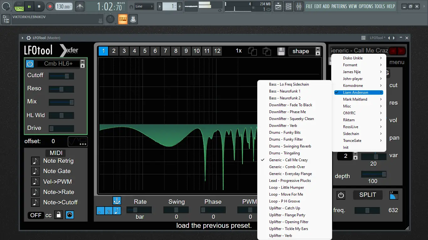 Установка Xfer Records LFOTool 1.768 VST, AAX (x86 x64) [En]